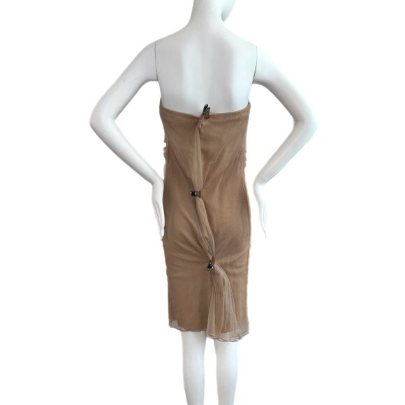 Donna Karan Vintage Beige Strapless Embellished Dress - Picture 4 of 6